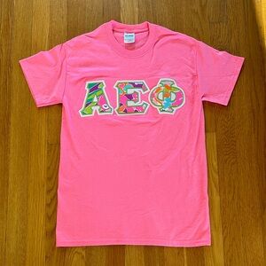 Alpha Epsilon Phi Pink Sorority Shirt Size Small